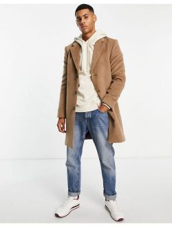 overcoat in camel