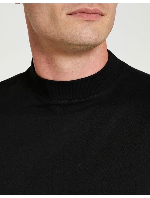 River Island slim fit turtle neck long sleeve t-shirt in black