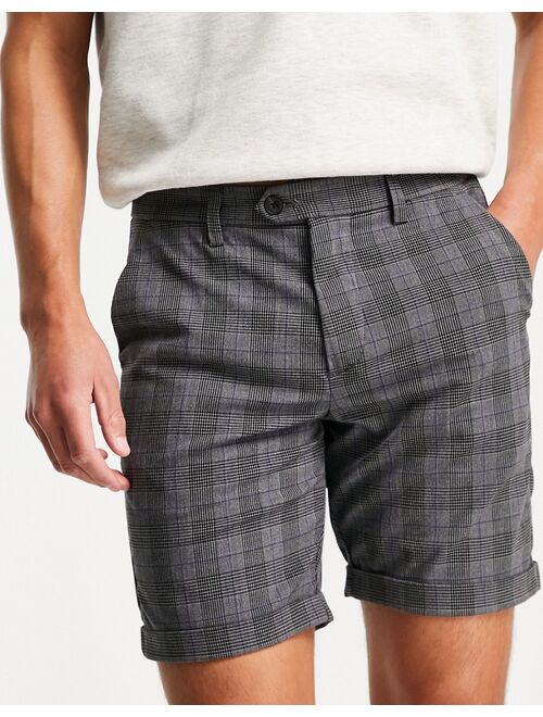 Jack & Jones regular fit check shorts in gray