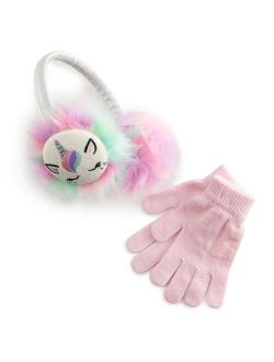 Girls Elli by Capelli Unicorn Shimmer Earmuffs & Magic Glove Set