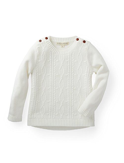Hope & Henry Girls' Cable Knit Sweater With Button Detail