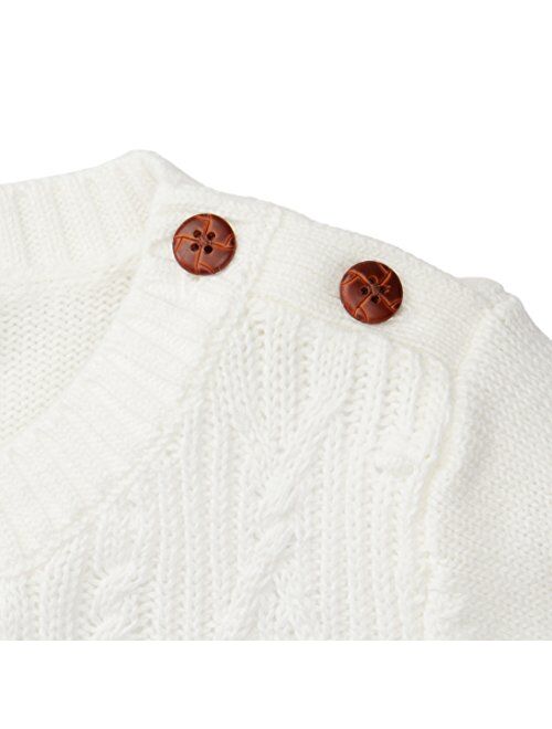 Hope & Henry Girls' Cable Knit Sweater With Button Detail