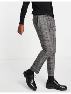 skinny suit pants in gray check