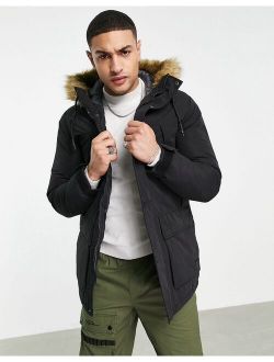 Originals parka with faux fur lined hood in black