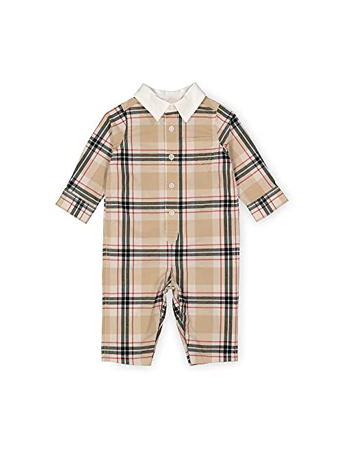 Hope & Henry Layette Organic Cotton Woven Button Front Romper