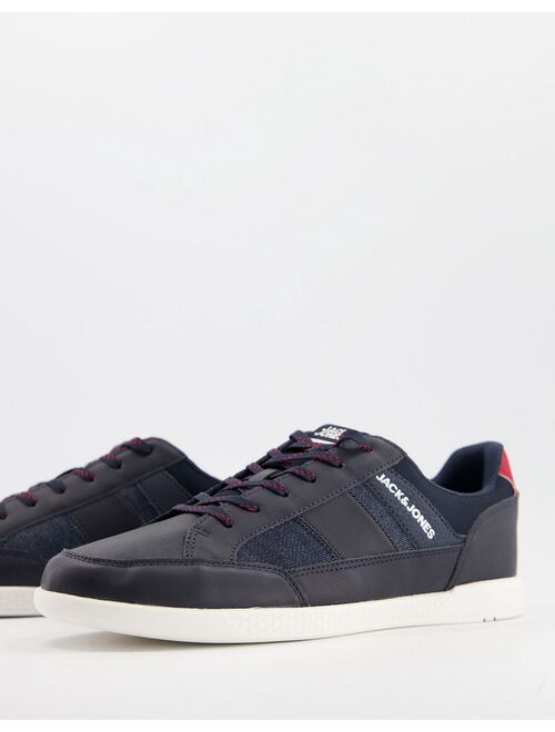 Jack & Jones sneakers with side logo in faux leather navy