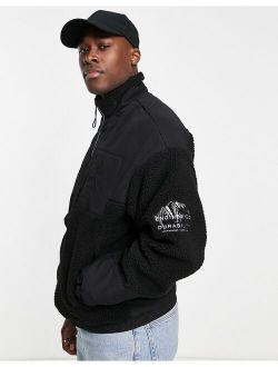 Core fleece jacket with mountain embroidery in black