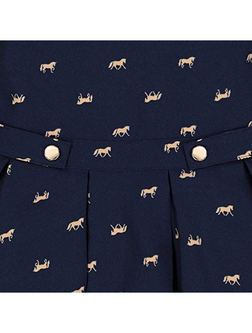 Hope & Henry Girls' Sleeveless Dress with Gathered Waist and Bow Detail