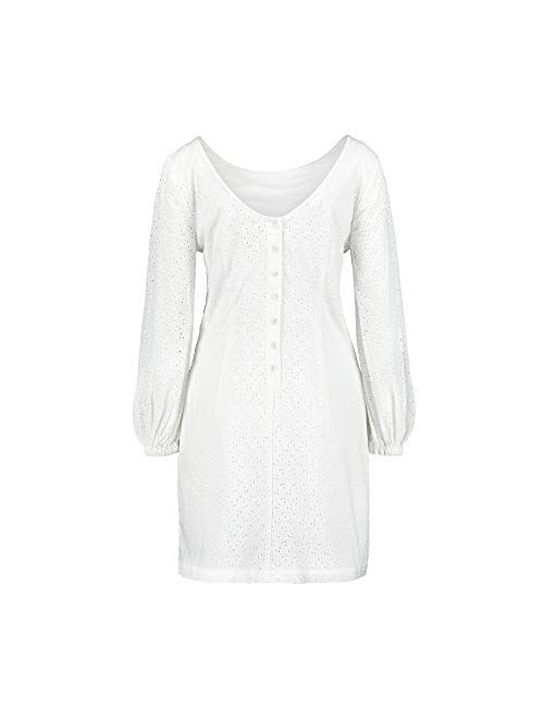 Hope & Henry Women's Long Sleeve Spring Dress with Sleeve Details