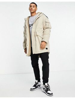 Originals oversized parka jacket with pockets in beige