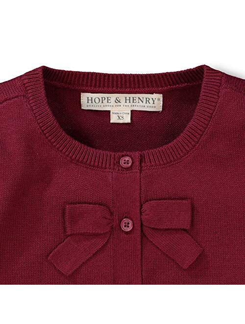 Hope & Henry Girls' Long Sleeve Cardigan with Front Bow Detail