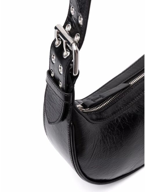 zip-up leather shoulder bag