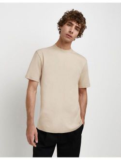 high neck t-shirt in stone
