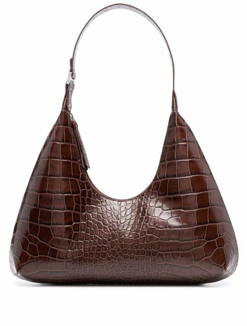 Amber crocodile-embossed shoulder bag