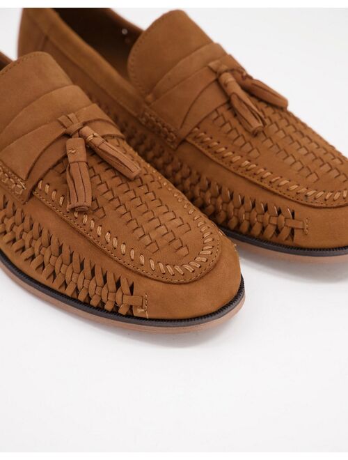 River Island woven tassel loafers in brown