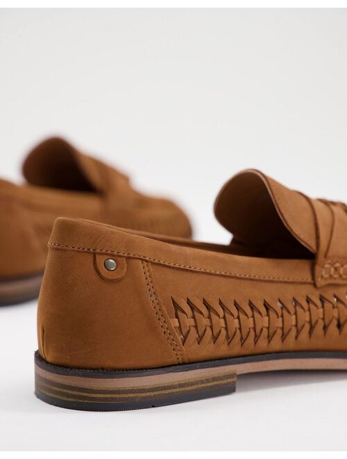 River Island woven tassel loafers in brown