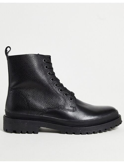 River Island lace up boot in black