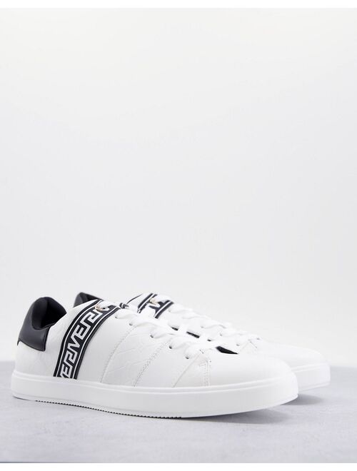 River Island sneakers with monogram stripe in white