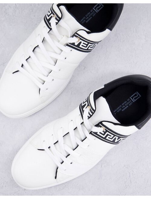 River Island sneakers with monogram stripe in white
