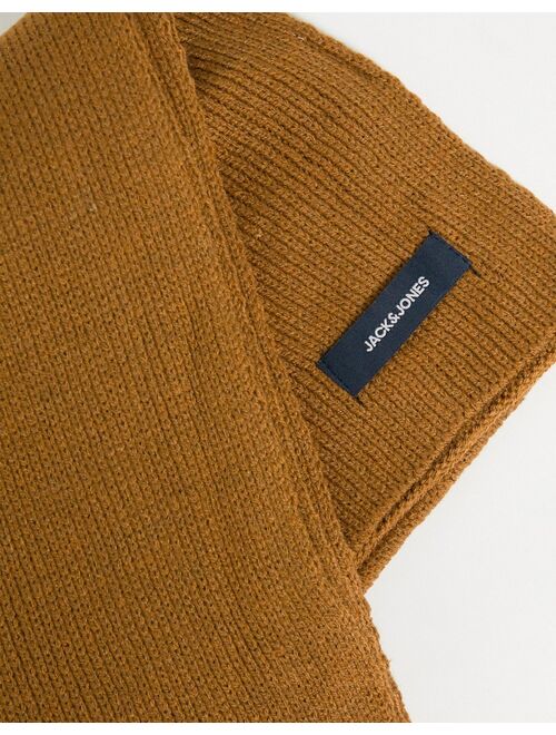 Jack & Jones knitted scarf in brown