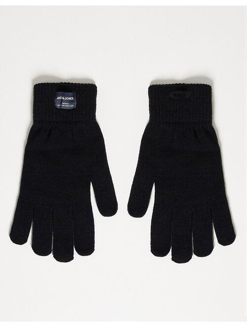 Jack & Jones 2 pack knitted gloves in gray and black