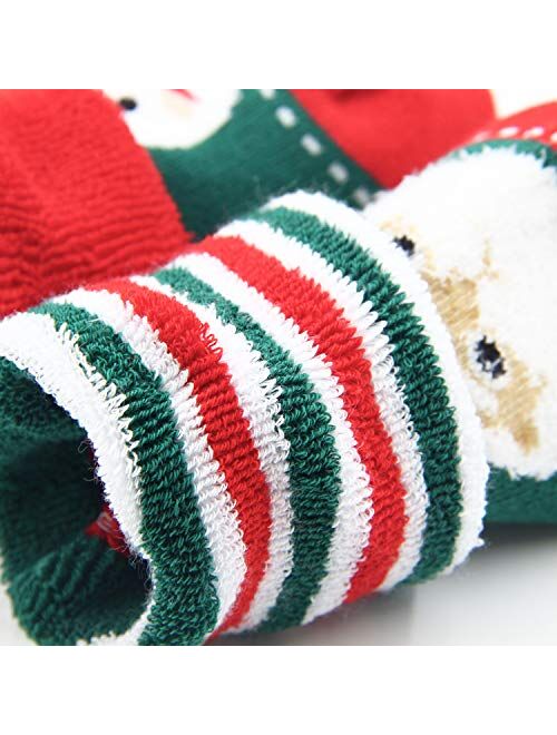 Boys Girls Christmas Socks Kids Warm Socks Winter Thermal Cotton Crew Socks 3 Pack