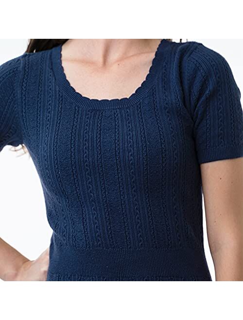 Hope & Henry Womens' Cable Sweater Dress with Elbow Patches