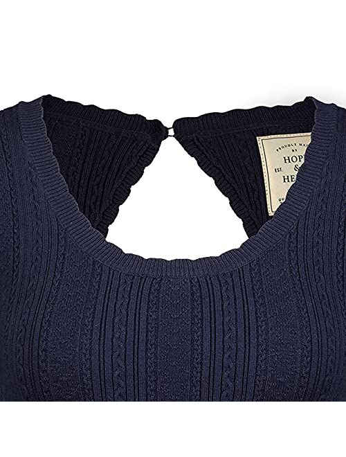 Hope & Henry Womens' Cable Sweater Dress with Elbow Patches