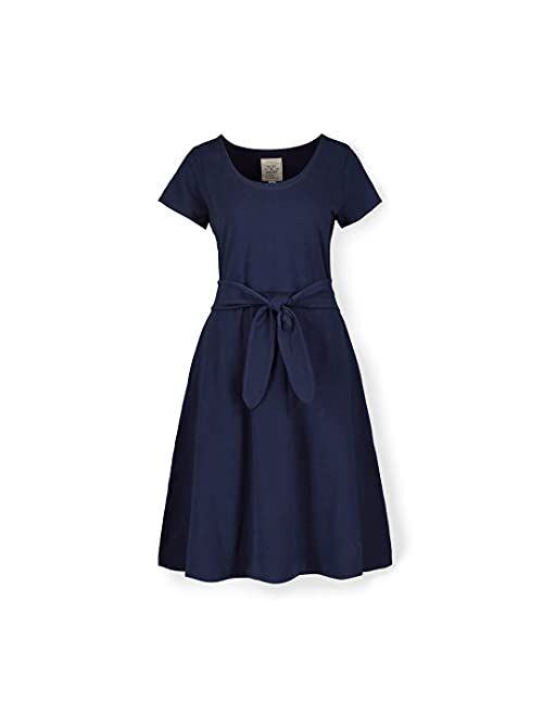 Hope & Henry Womens Tie Front Knit Dress Blue