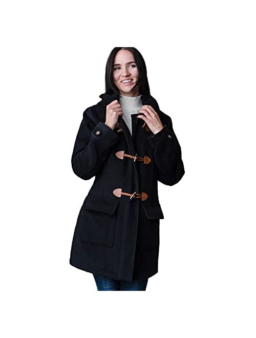 Hope & Henry Women's Toggle Duffle Coat with Detachable Hood