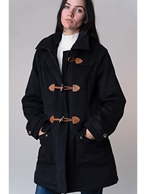 Hope & Henry Women's Toggle Duffle Coat with Detachable Hood