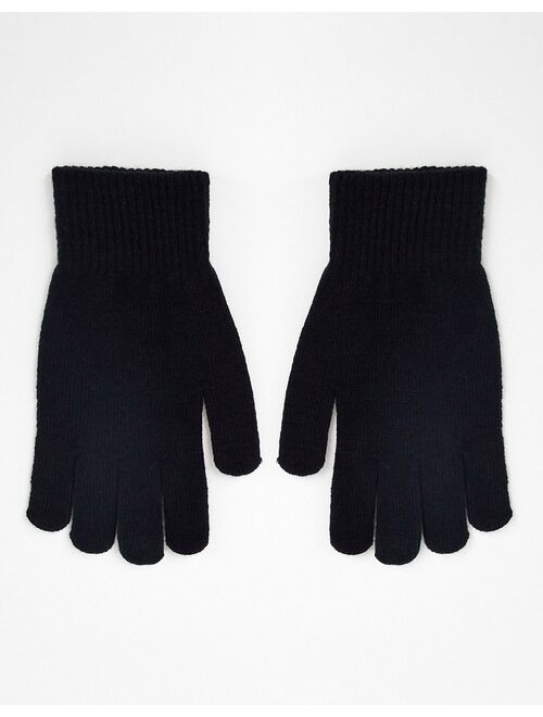 Jack & Jones basic knitted gloves in black