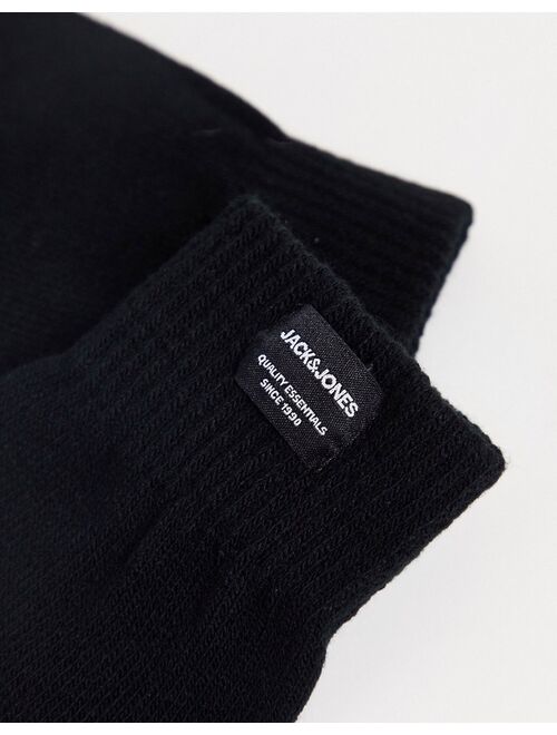 Jack & Jones basic knitted gloves in black