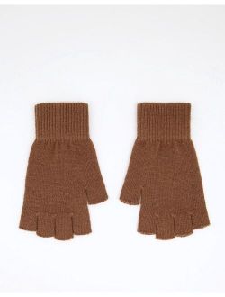 fingerless gloves in chocolate brown