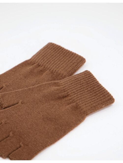 Buy Asos Design fingerless gloves in chocolate brown online Topofstyle