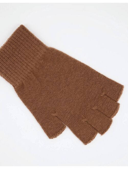 Buy Asos Design fingerless gloves in chocolate brown online Topofstyle