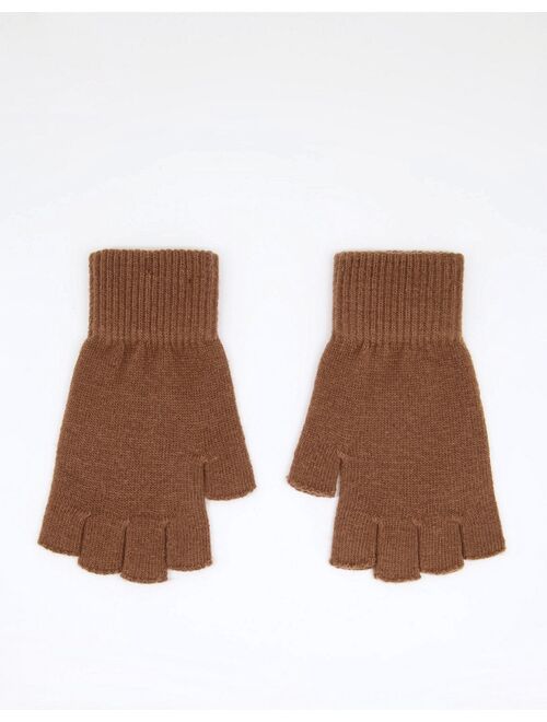 Asos Design fingerless gloves in chocolate brown