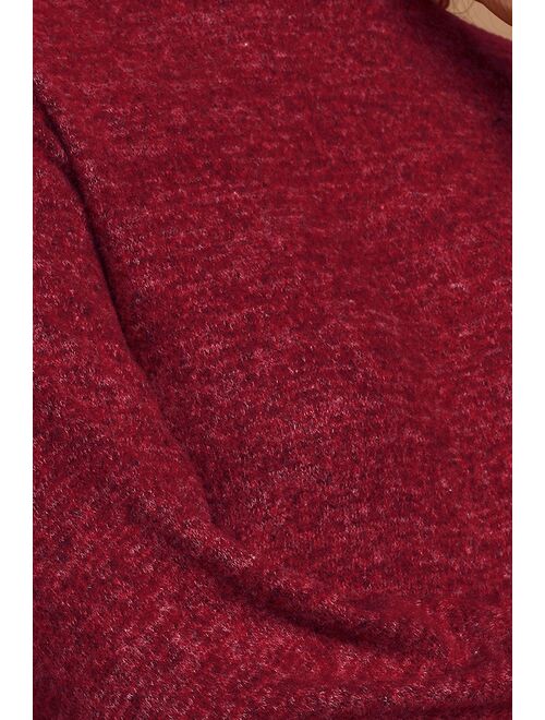 LUSH In the Limelight Heathered Burgundy Mock Neck Sweater Dress