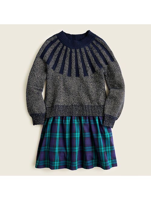 J.Crew Girls' sweater mixy dress in Black Watch plaid