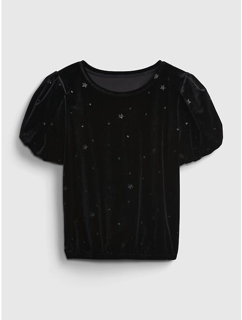 GAP Kids Velvet Puff Sleeve Top