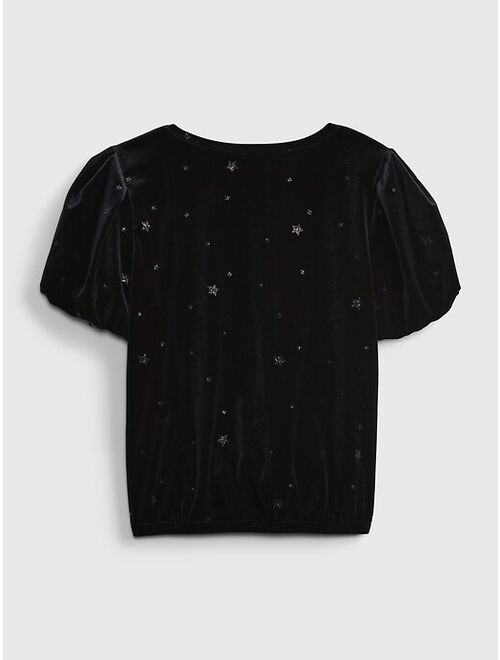 GAP Kids Velvet Puff Sleeve Top