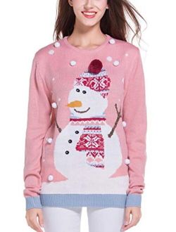 daisysboutique Women's Christmas Reindeer Themed Knitted Holiday Sweater Girl Pullover