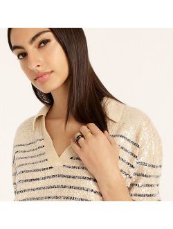 Collared sequin sweater in stripe