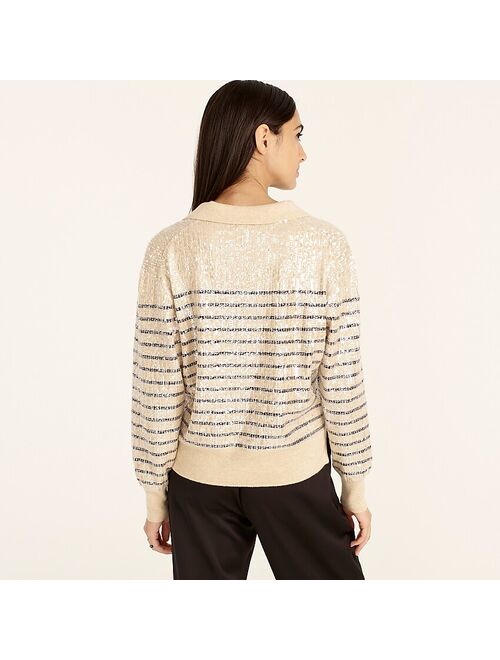 J.Crew Collared sequin sweater in stripe