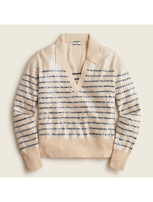J.Crew Collared sequin sweater in stripe