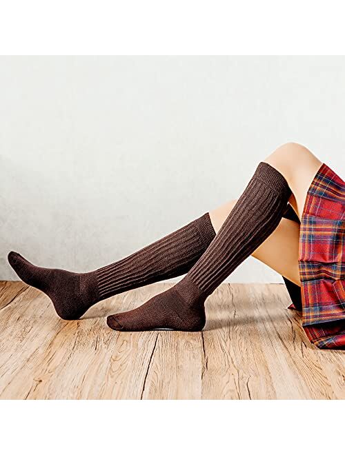 Lovful Slouch Socks for Women, Knee High Long Boot Socks, Cute Funny Novelty Scrunch Socks 3 Pairs