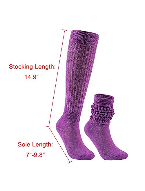 Lovful Slouch Socks for Women, Knee High Long Boot Socks, Cute Funny Novelty Scrunch Socks 3 Pairs