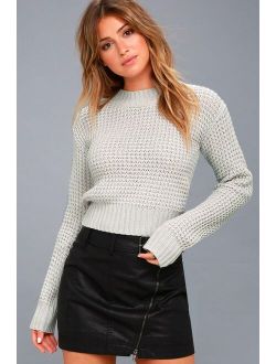 Campfire Cozy Light Grey Cropped Sweater