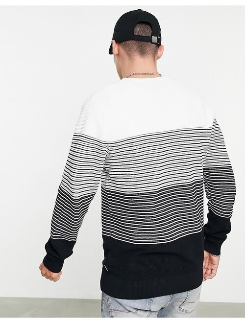 Jack & Jones Originals gradient sweater in black & white