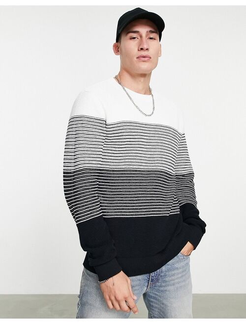 Jack & Jones Originals gradient sweater in black & white